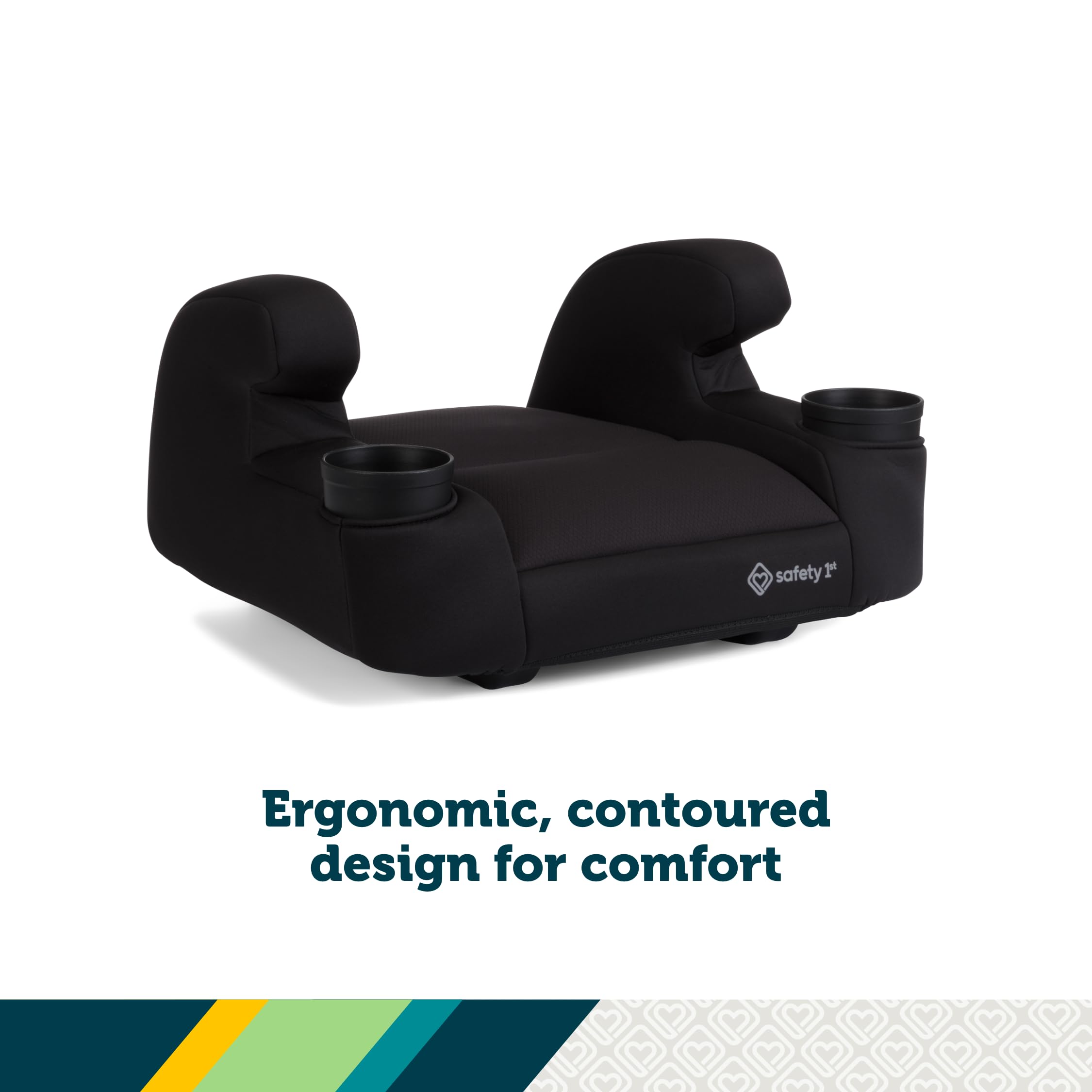 Safety 1st Comfort Ride Lite Booster Car Seat, 2-Pack, Lightweight Backless Booster Seat, Machine Washable, Dishwasher Safe Cup Holders, USA-Made, Fits Kids 40-100 lbs, 43.4-57", Pure Black - Image 3