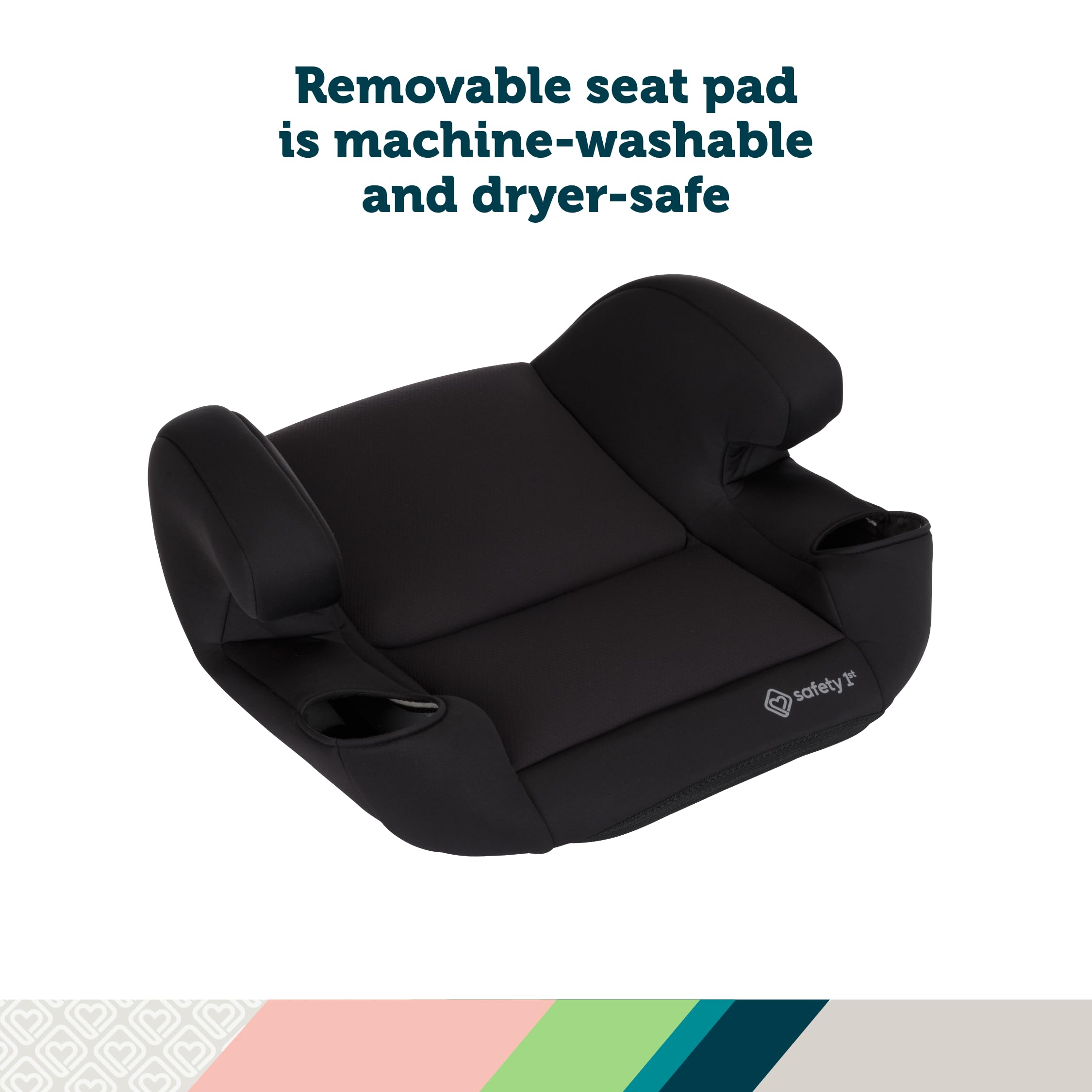 Safety 1st Comfort Ride Lite Booster Car Seat, 2-Pack, Lightweight Backless Booster Seat, Machine Washable, Dishwasher Safe Cup Holders, USA-Made, Fits Kids 40-100 lbs, 43.4-57", Pure Black - Image 4