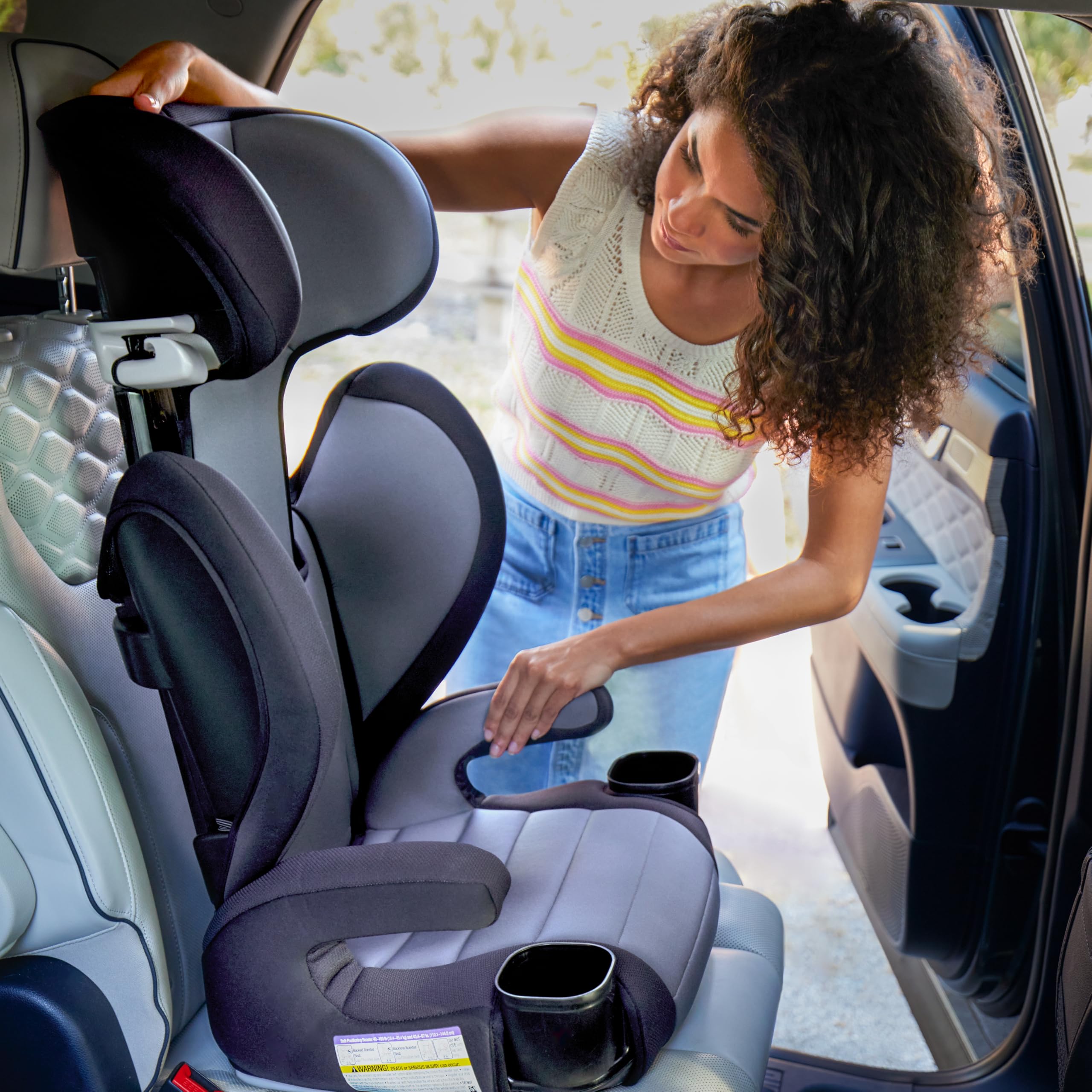 Safety 1st Grow and Go 2-in-1 Booster Car Seat with ComfortWings, Converts High-Back to Backless, 19" Wide, Fits 3 Across, Lightweight, Foldable, Easy-Clean, Cup Holders, 40-100 lbs, Sea Serpent - Image 10