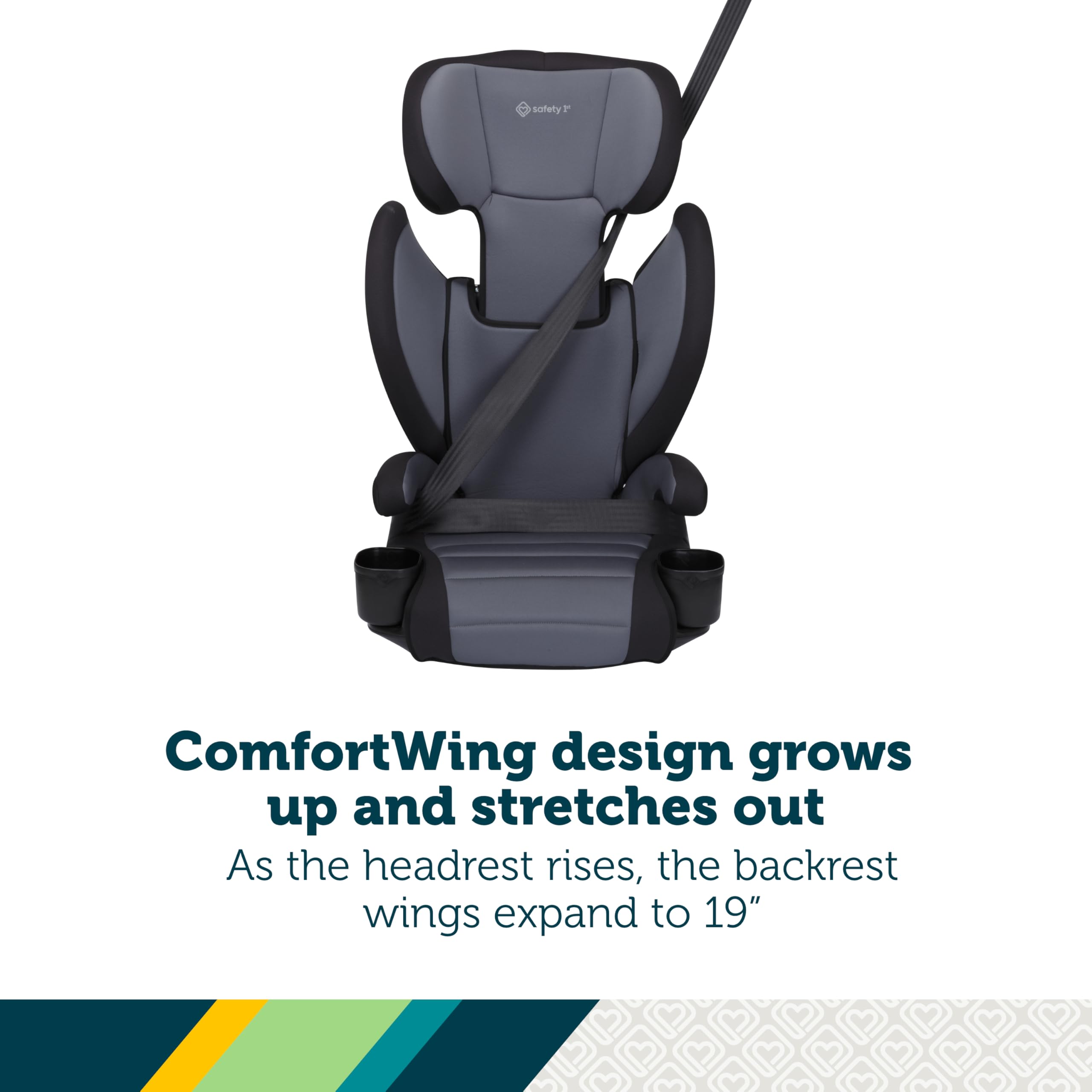 Safety 1st Grow and Go 2-in-1 Booster Car Seat with ComfortWings, Converts High-Back to Backless, 19" Wide, Fits 3 Across, Lightweight, Foldable, Easy-Clean, Cup Holders, 40-100 lbs, Sea Serpent - Image 3