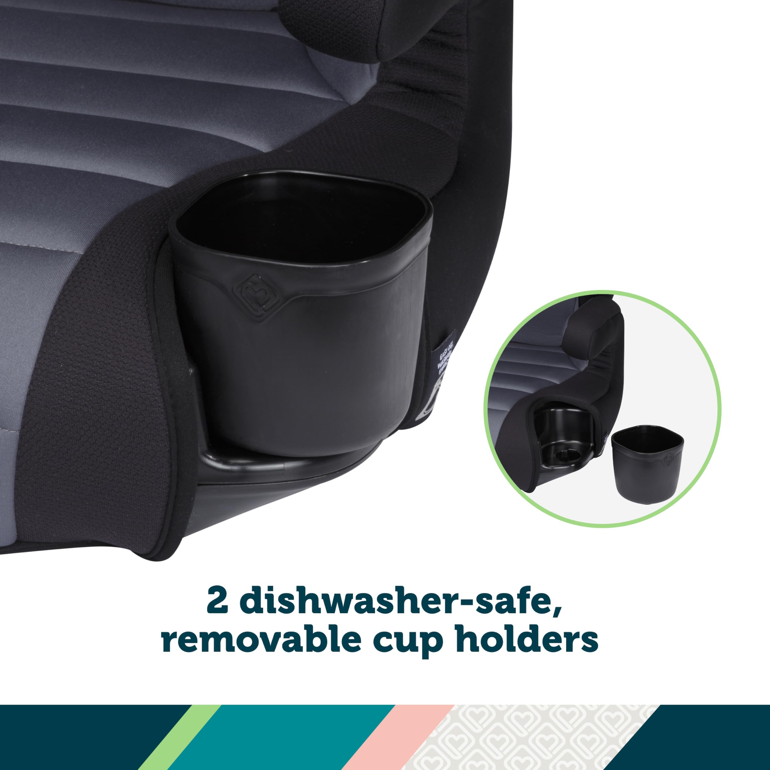 Safety 1st Grow and Go 2-in-1 Booster Car Seat with ComfortWings, Converts High-Back to Backless, 19" Wide, Fits 3 Across, Lightweight, Foldable, Easy-Clean, Cup Holders, 40-100 lbs, Sea Serpent - Image 6