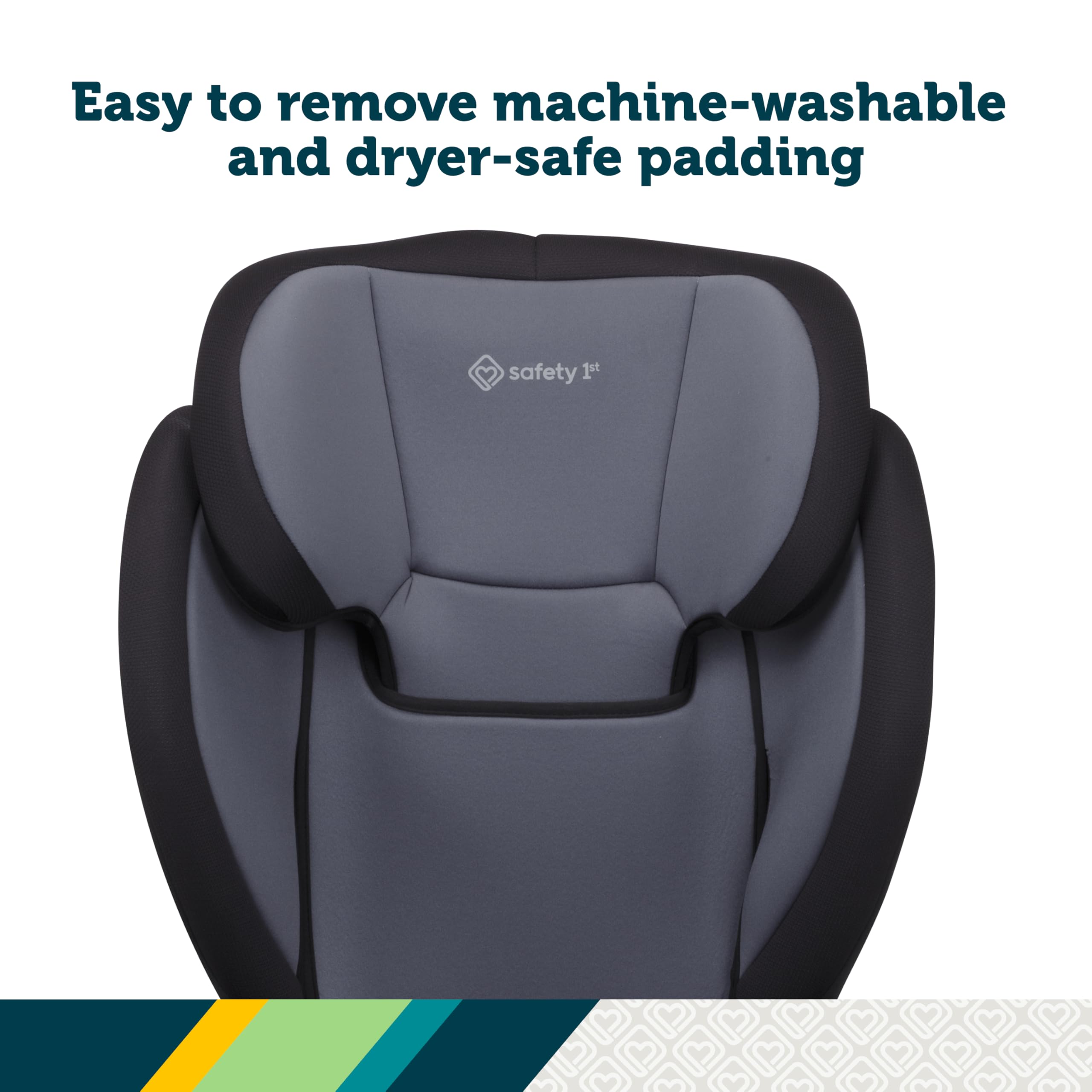 Safety 1st Grow and Go 2-in-1 Booster Car Seat with ComfortWings, Converts High-Back to Backless, 19" Wide, Fits 3 Across, Lightweight, Foldable, Easy-Clean, Cup Holders, 40-100 lbs, Sea Serpent - Image 8